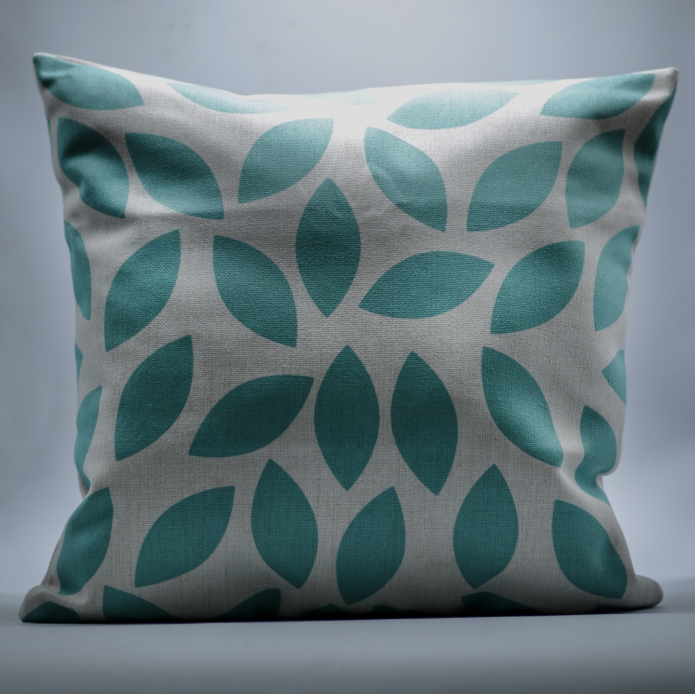 Teal Leaf Decorative Throw Pillow Cover